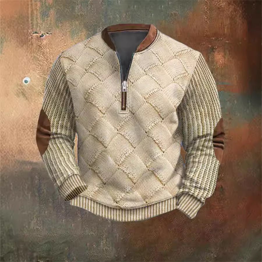 Digital Printing Half Zipper Sweater For Men