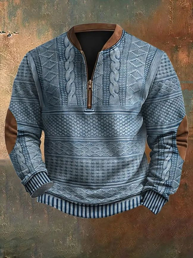 Digital Printing Half Zipper Sweater For Men