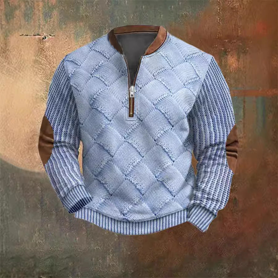 Digital Printing Half Zipper Sweater For Men