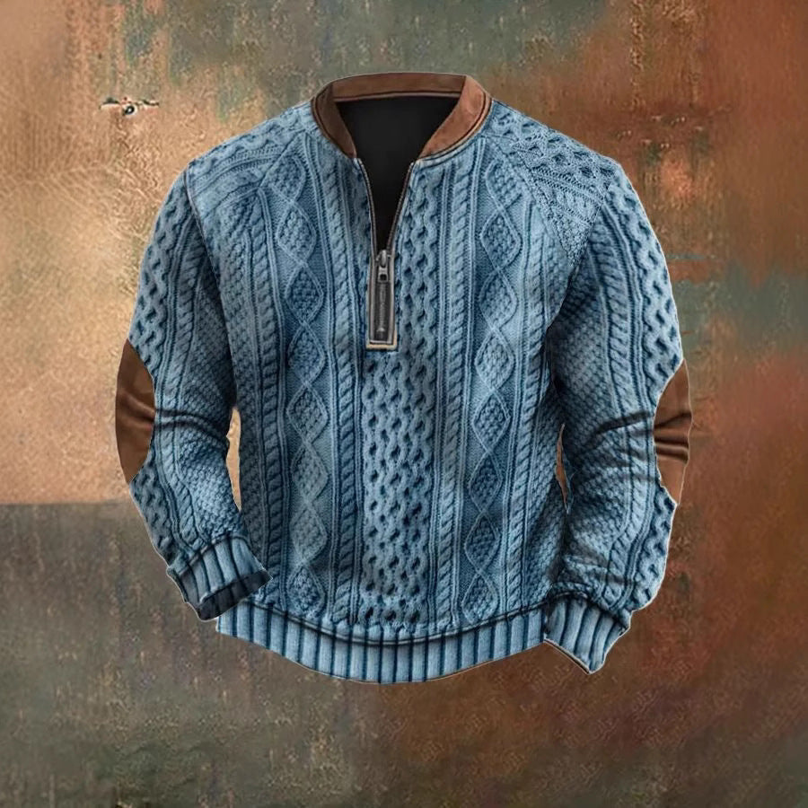 Digital Printing Half Zipper Sweater For Men