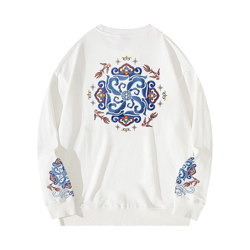 Embroidered Printed Simple Round Neck Top