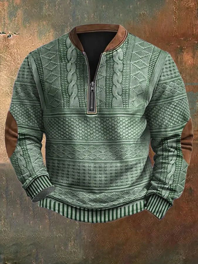 Digital Printing Half Zipper Sweater For Men